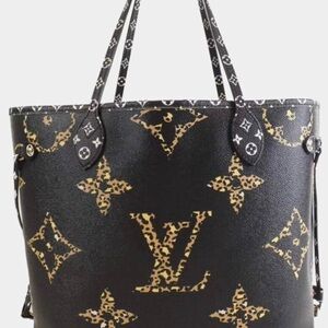 Louis Vuitton Black and Gold Leopard Tote